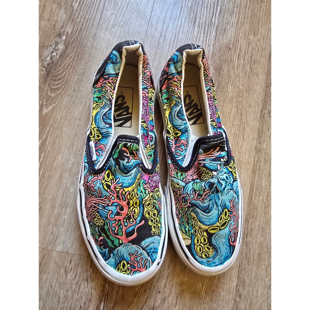 Vans Classic Slip On Coral Reef Octopus ocean Colorful Sneakers  Mens 5 Wmn 6.5